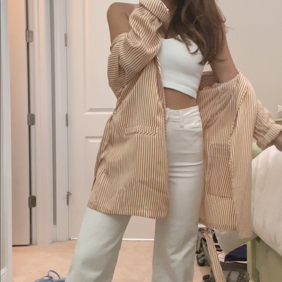 Yellow Pinstripe Arrive Clothing (Now Afrm) Blazer - Picture 14 of 15